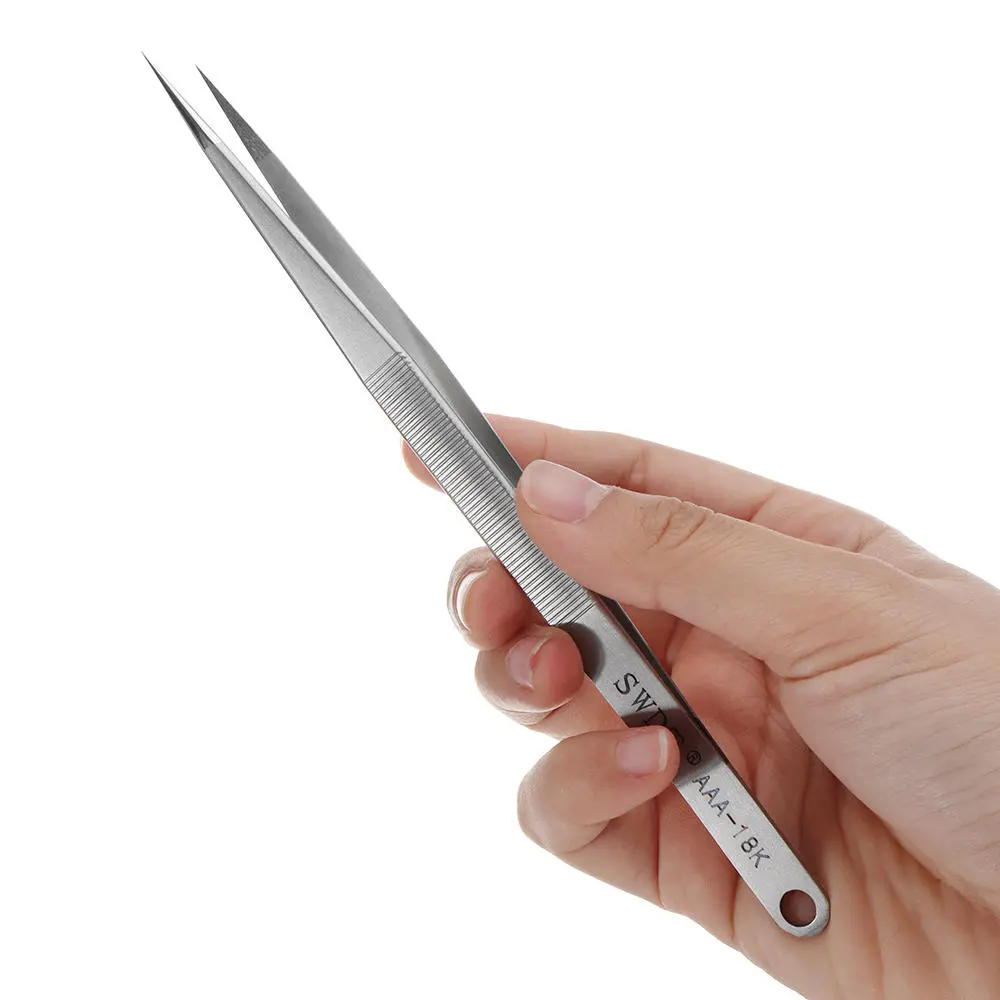 AAA 18K Precision Tweezer - Straight Tip Stainless Steel | Electronic Repair Tool