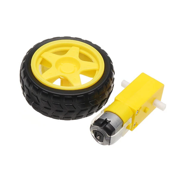 3-6V Dual Axis Gear Motor with 65mm Rubber Wheels | High Torque DC Motor