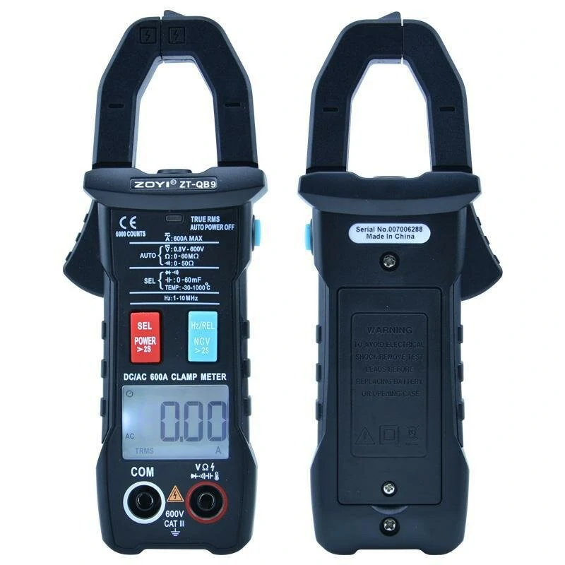 ZT-QB9 TRMS Clamp Meter - 600A AC/DC Current Tester | Auto-Ranging Voltage Ammeter