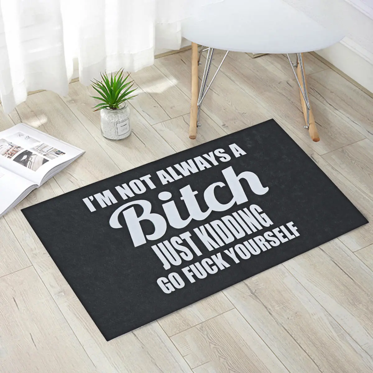 Non Slip Rubber Floor Mat - 45x75cm Indoor Outdoor Rug for Home & Kitchen
