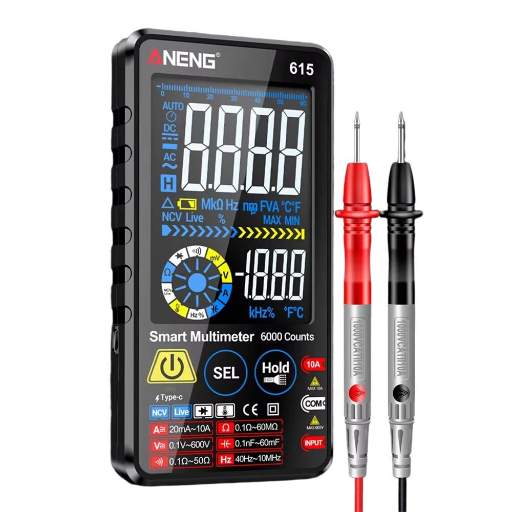 Aneng 615 Smart Multimeter | 6000 Counts, Touchscreen, Rechargeable