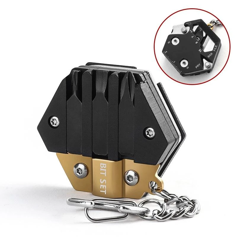 Hexagon Folding EDC Multi-Tool | Screwdriver, Bottle Opener & Keychain