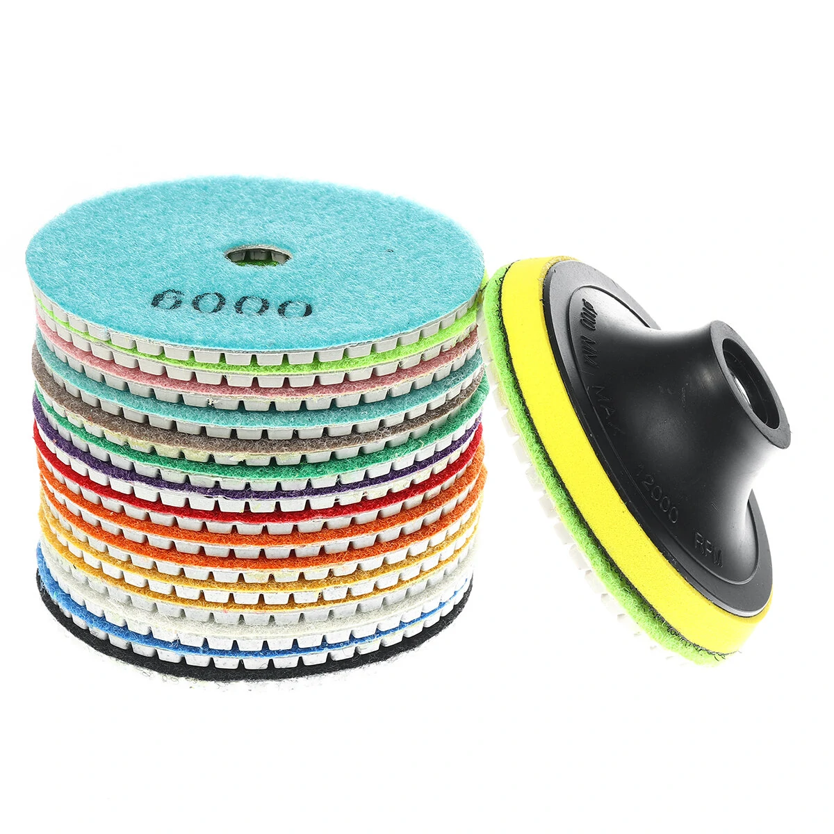 4 Inch Diamond Polishing Pads Set - 17pcs 30-800 Grit for Marble Granite