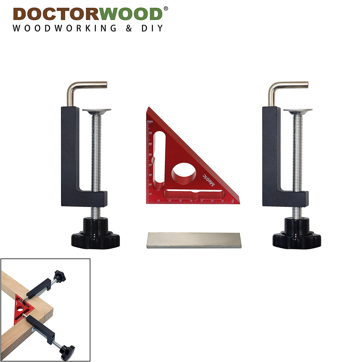 WoodworkPro 90 Degree Triangle Ruler with Clamp | Precision Woodworking Tool