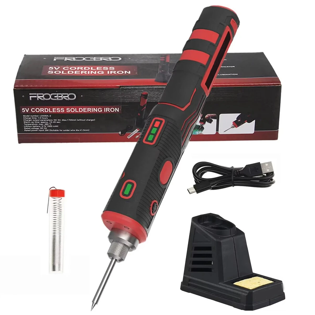 LD006A Cordless Soldering Iron - USB Rechargeable 1800mAh | Adjustable 200-480°C | Fast Heat-Up for Welding & Repairs