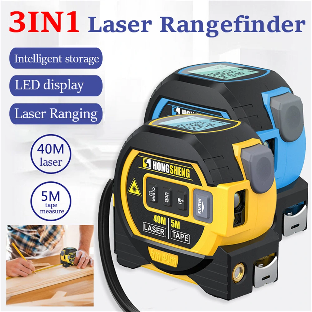 40M/60M Laser Tape Measure Rangefinder | 3-in-1 Electronic Ruler | High-Precision Distance Meter