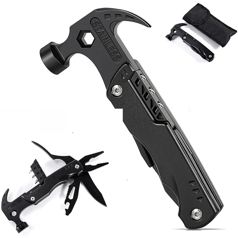 7 in 1 Automatic Safety Hammer Multi-Tool - Stainless Steel Survival Tool for Camping Hiking