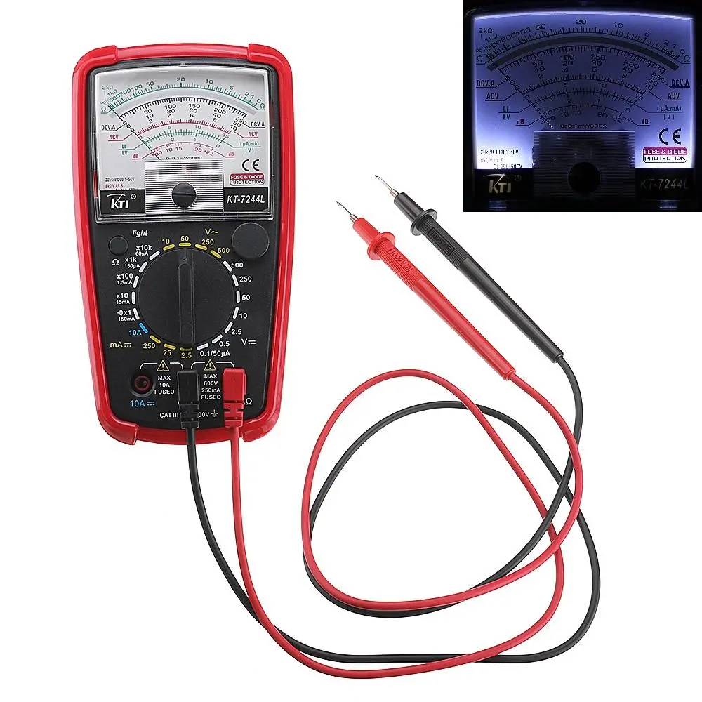 KT7244L Analog Multimeter - High Sensitive AC/DC Volt Amp Ohm Tester with Backlight