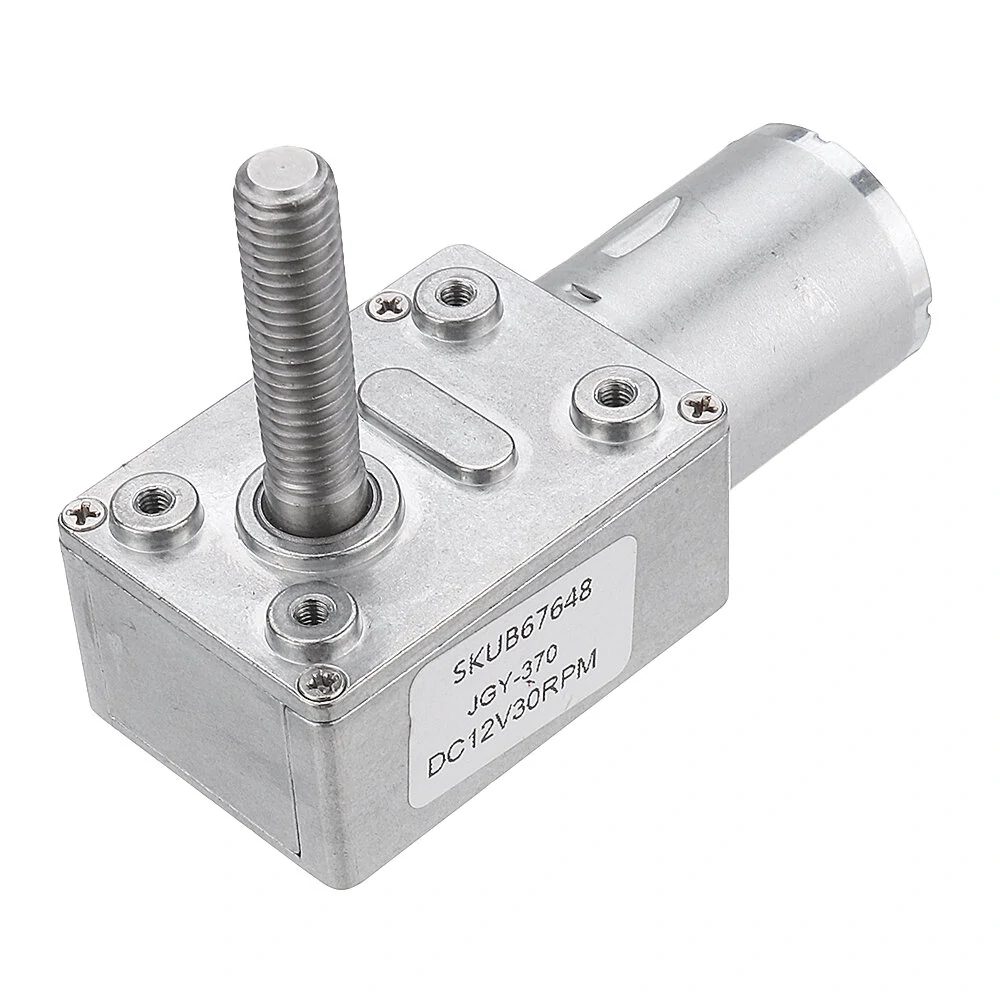Machifit JGY370 DC 12V Worm Gear Motor - 10-150RPM Self-Locking Reduction
