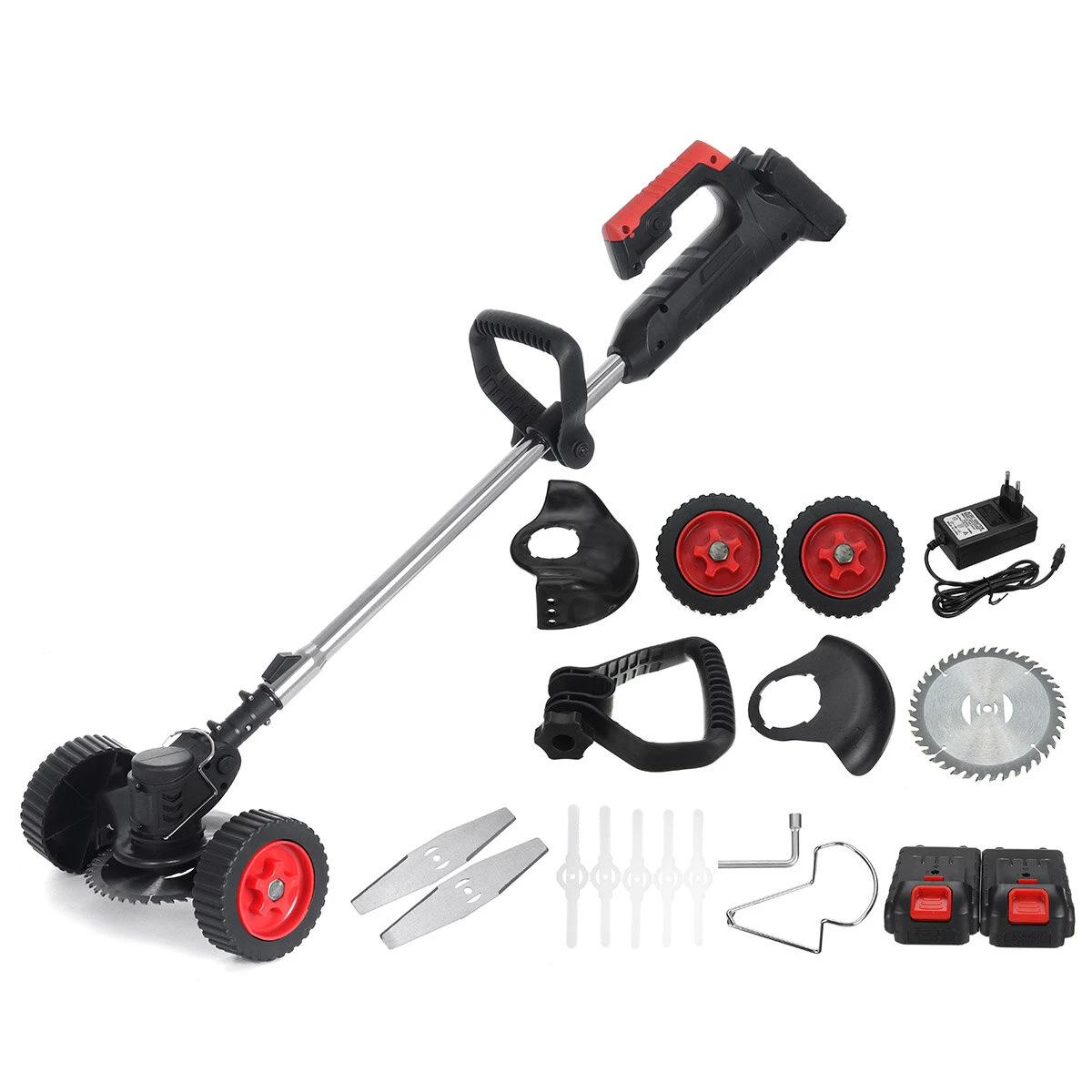 21V Cordless Grass Trimmer | Lawn Mower & Edging Tool w/ 2 Batteries