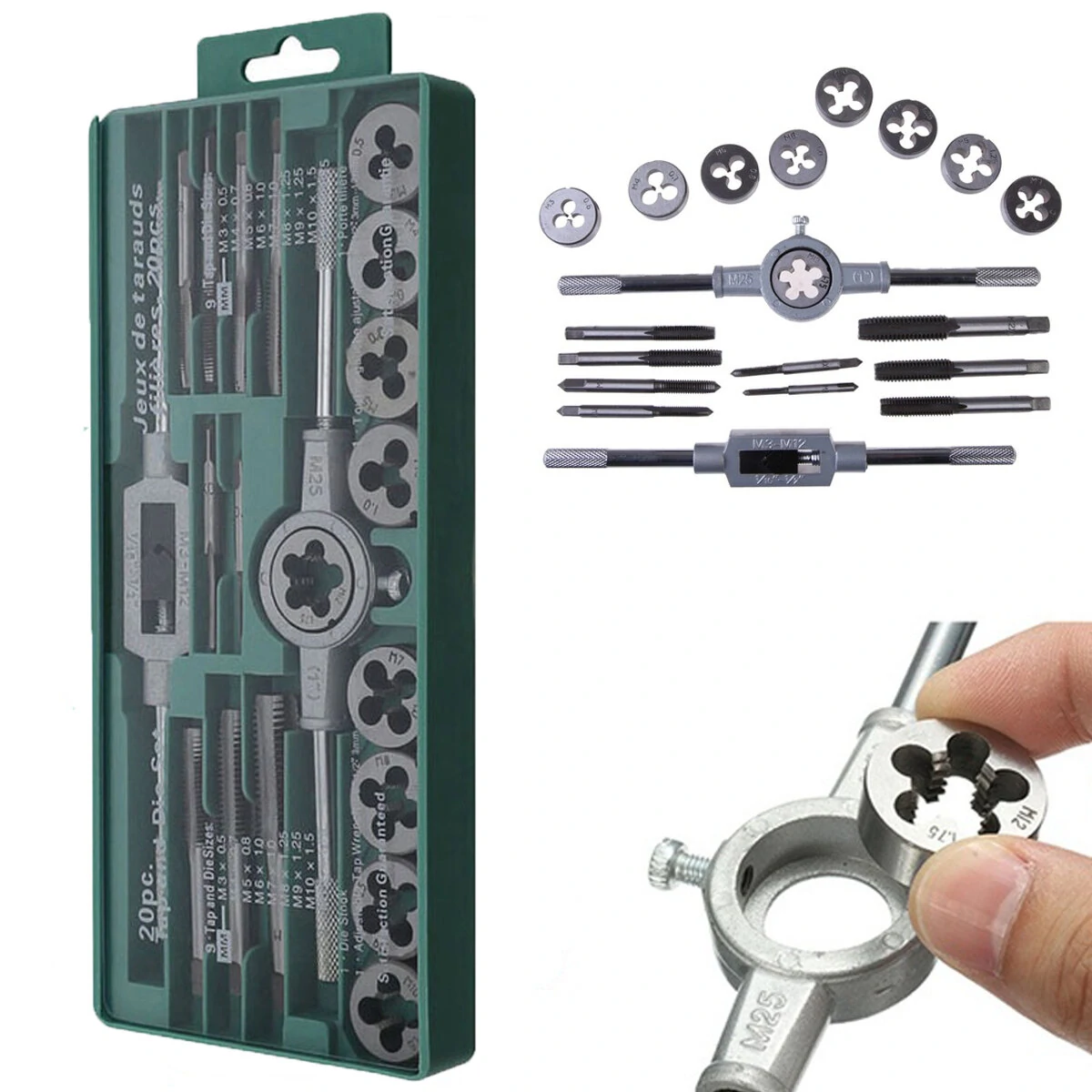 M3-M12 Metric Screw Thread Plug & Tap Wrench Set - 20Pcs Wrench Set