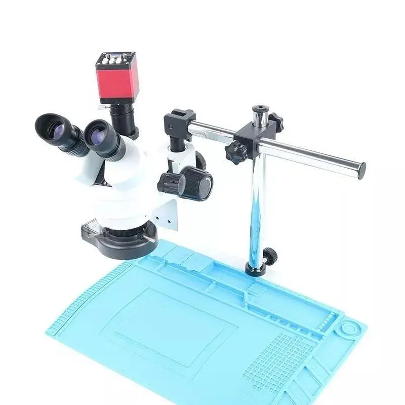 AmScope Simul-focal Stereo Microscope | 7-45X Zoom | 20MP Camera & 56 LED Light