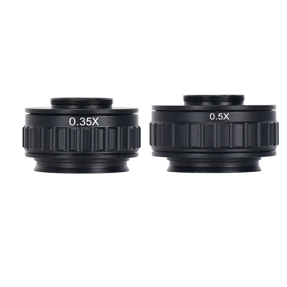 C Mount Lens Adapter - 0.35X & 0.5X Focus Adjustable for Trinocular Stereo Microscope