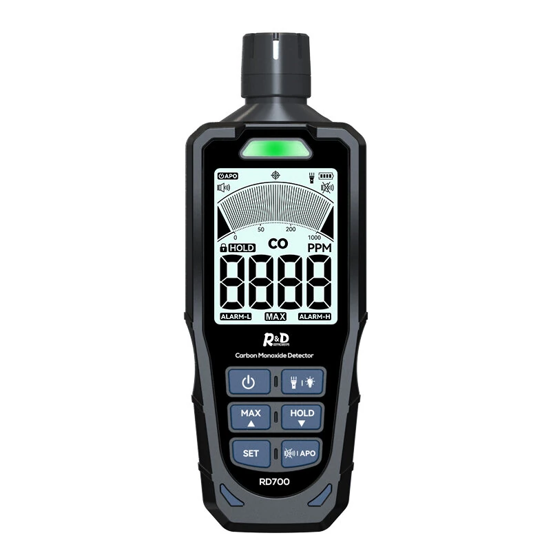 RD700 Carbon Monoxide Detector | 0-1000 PPM High Accuracy, LCD Display & Rechargeable Battery