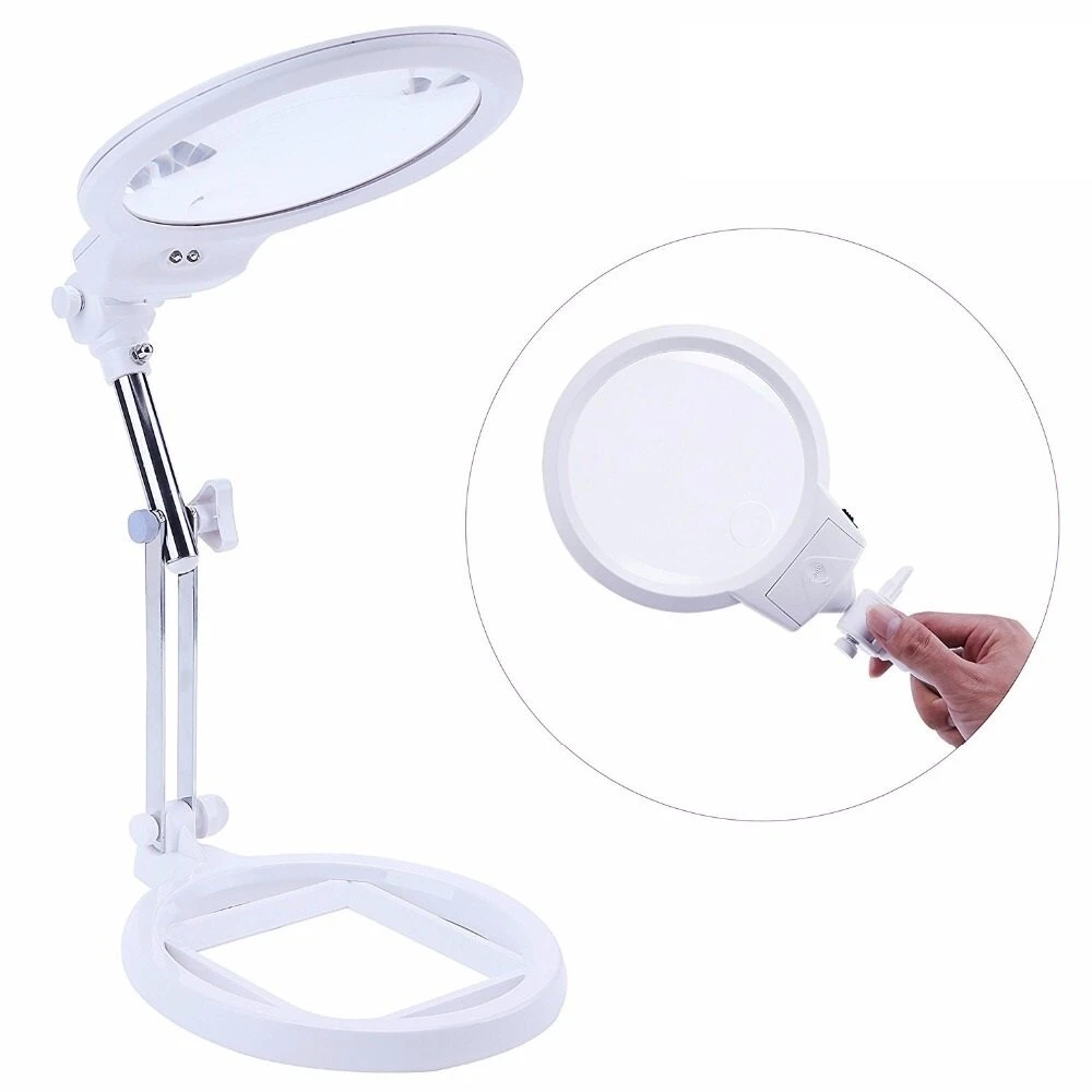 LED Desk Magnifier Lamp - Illuminated Foldable Light for Soldering, Reading & Hobbies