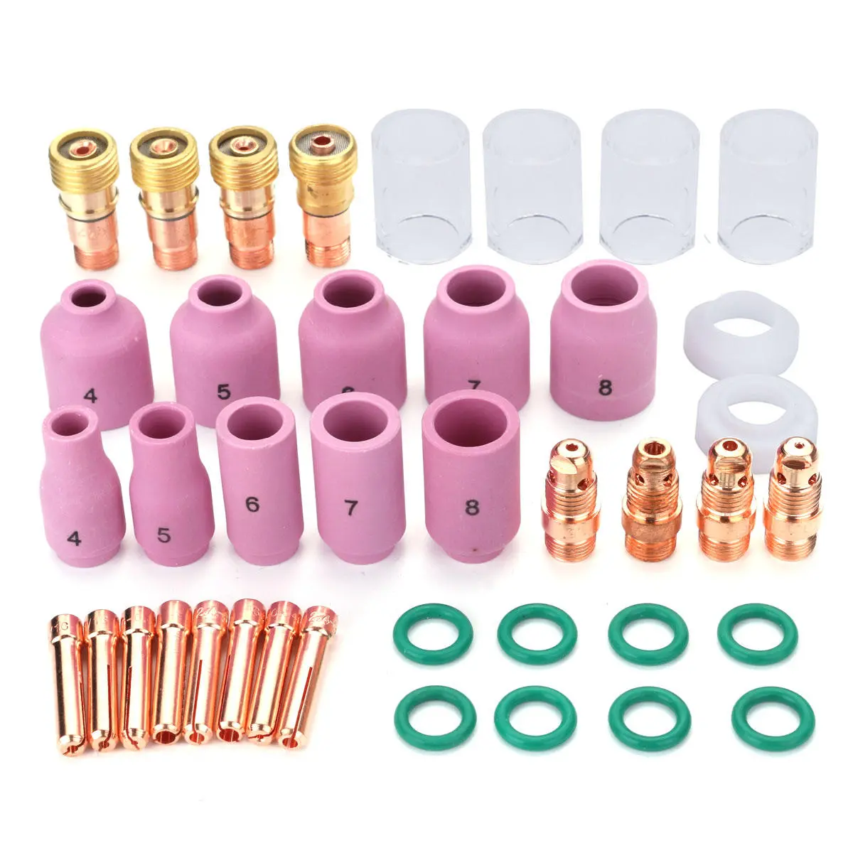 TIG Welding Stubby Gas Lens Kit - 40PCS #10 Pyrex Cup for WP-17/18/26 Torch