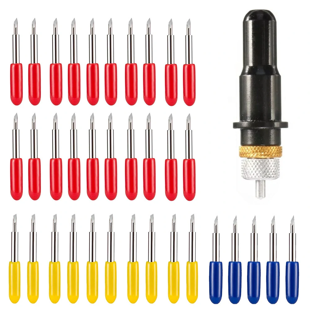Roland Vinyl Cutter Blades - 40pcs 12mm Black Holder | 30/45/60 Degree