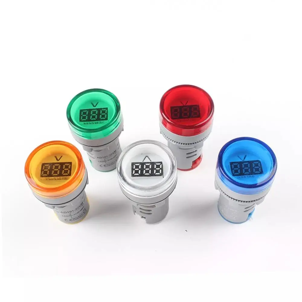 3Pcs AD16-22DSV Mini AC Voltmeter | 22MM LED Display | 110V 220V 500V - Yellow
