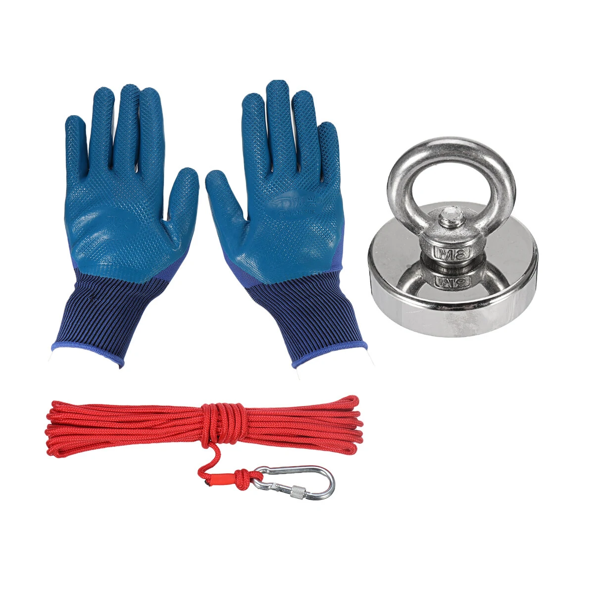 HNJ 48/60/75mm Neodymium Fishing Magnet Set - 10m Rope & Gloves