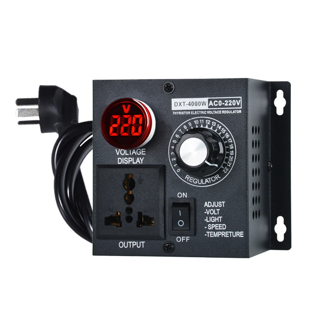 4000W Thyristor Voltage Regulator | AC 110V/220V Adjustable Output | Zero Lag & Multiple Protections