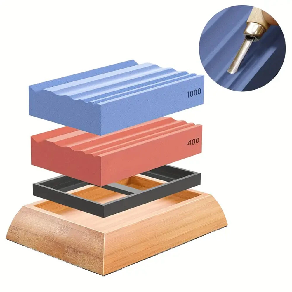 Wood Carving Sharpening Stone Kit - 400/1000 Grit Whetstone for Blades & Chisels