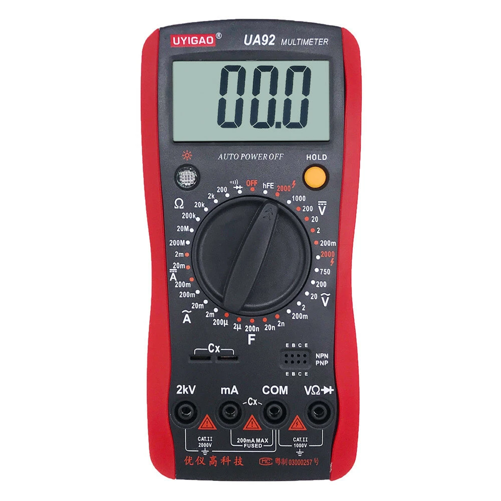 UIGAO UA92 Digital Multimeter - AC/DC 2000V Voltage Current Resistance Capacitance