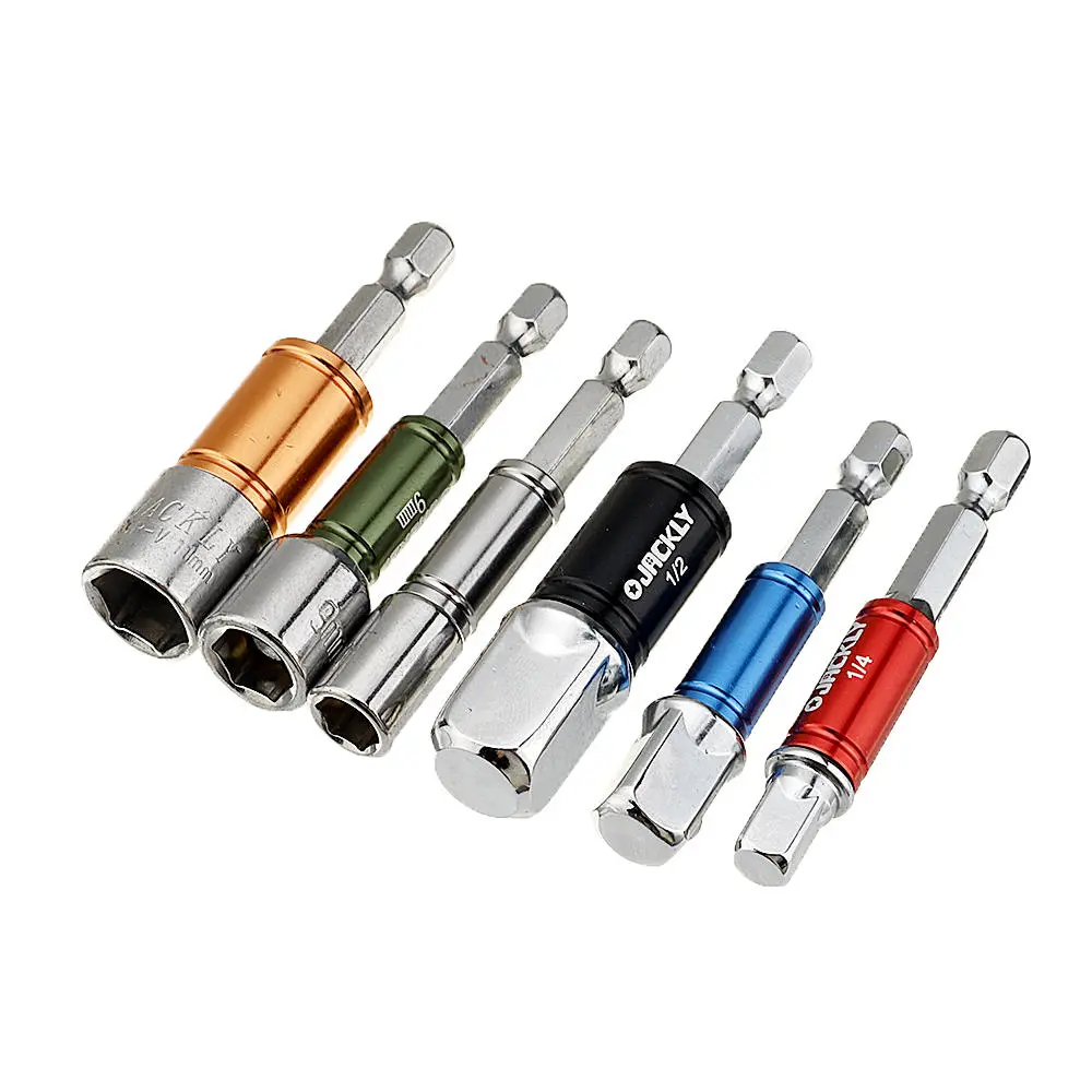 Drillpro 6pc Hex Shank Screwdriver Bit Adapter & Sleeve Set | Socket Driver