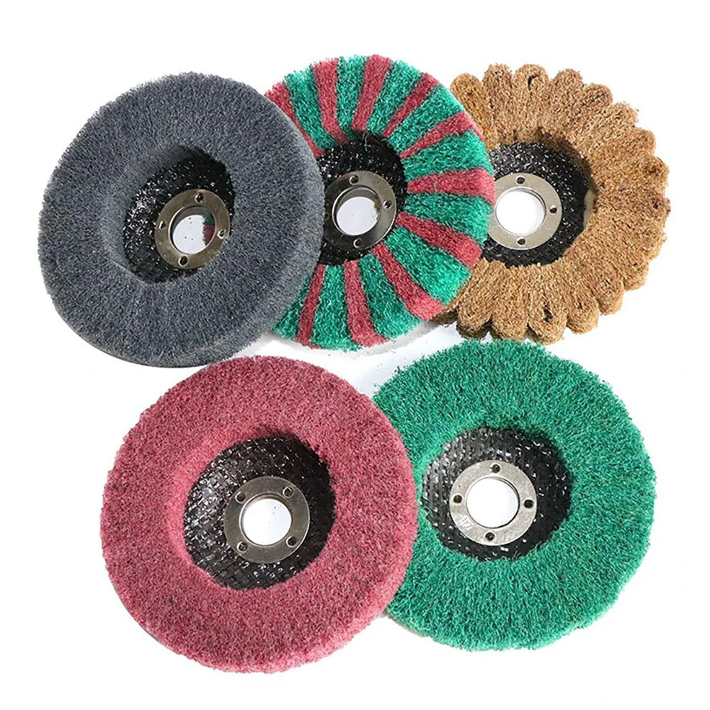 5Pcs 4 Inch Nylon Fiber Disc Wheel Set | 120-600 Grit | For Angle Grinder Sanding & Buffing