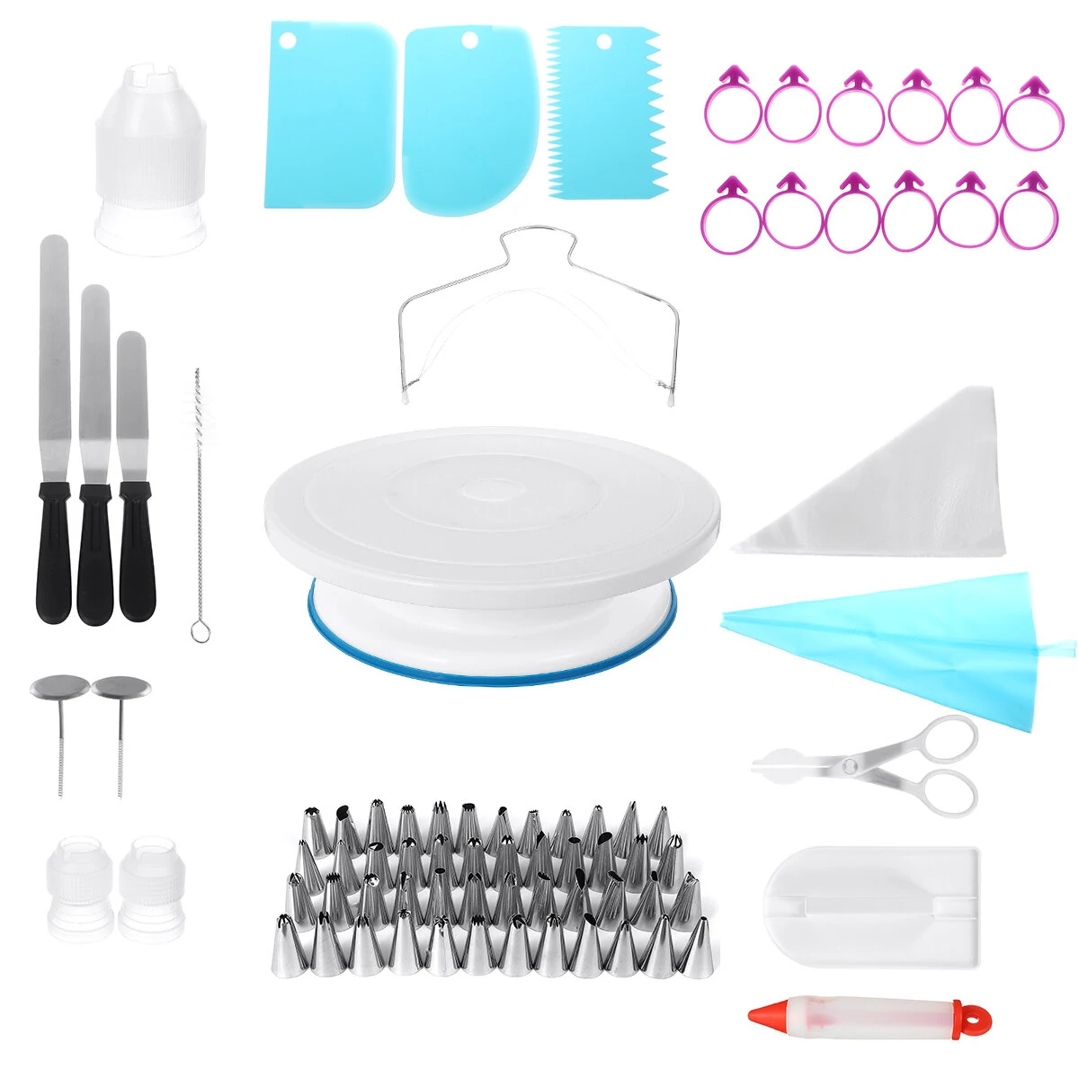 Cake Decorating Tool Kit - 186 Pcs with Turntable & Fondant Supplies
