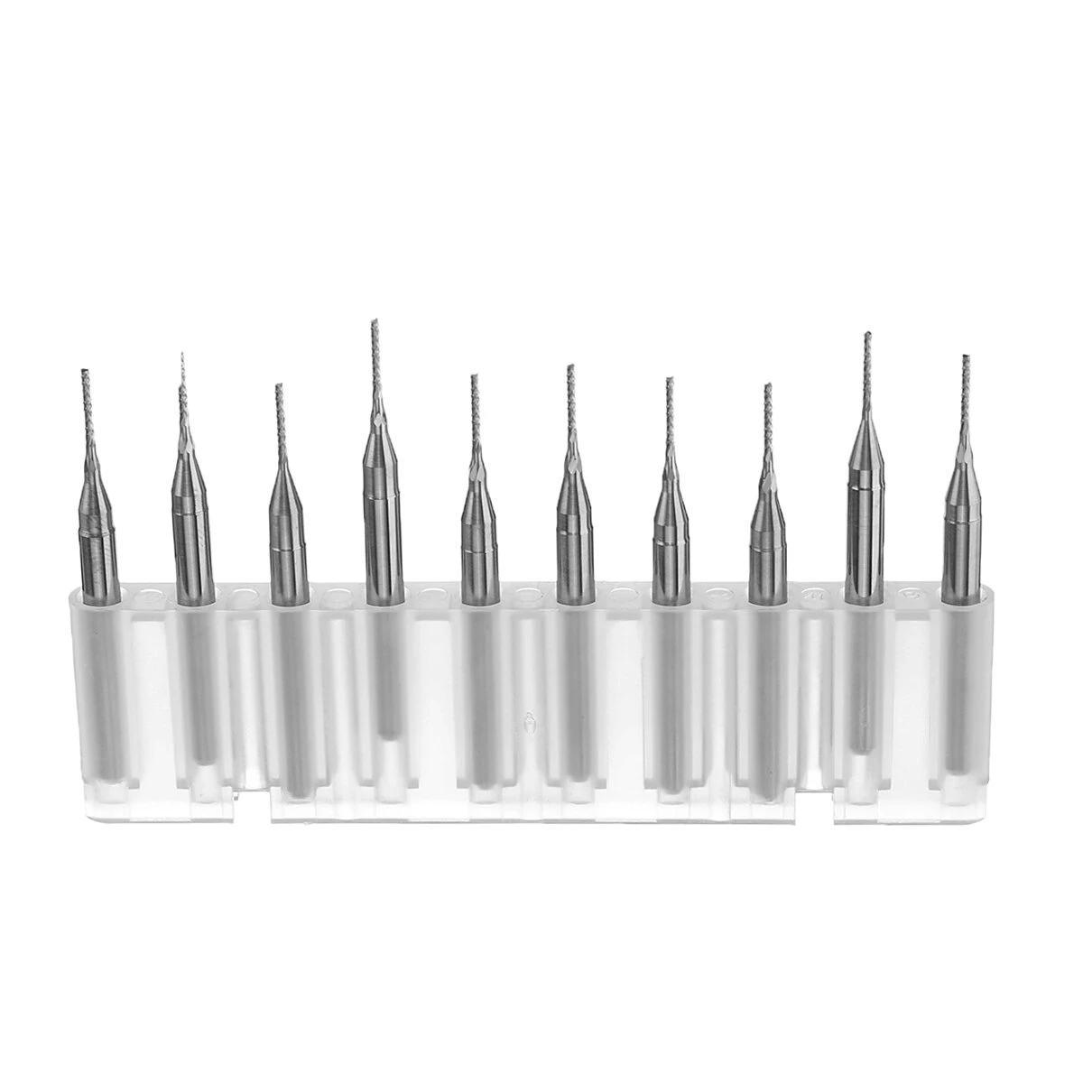 Drillpro DB-M4 10pc 0.8mm Tungsten Steel Milling Cutters 3.175mm Shank End Mill Bits