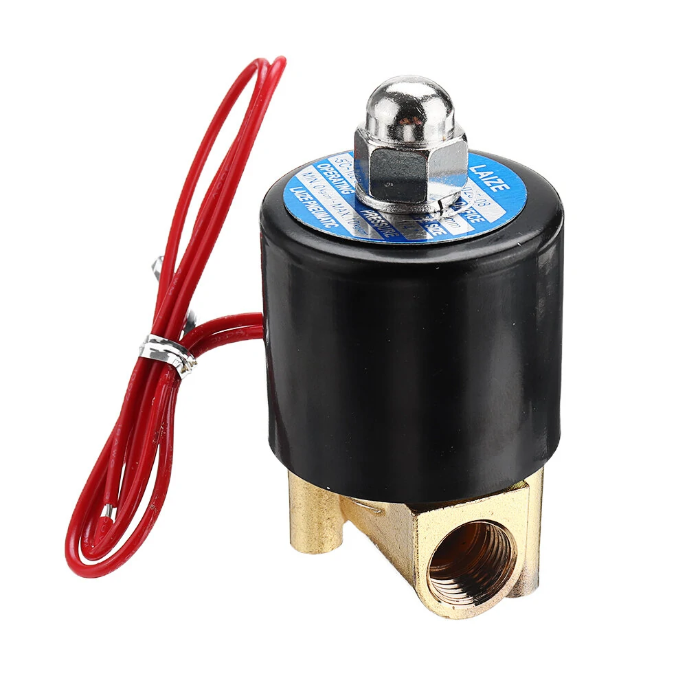 LAIZE DN8 1/4 NPT Brass Solenoid Valve - AC 220V/DC 12V/24V - Water Air Fuel