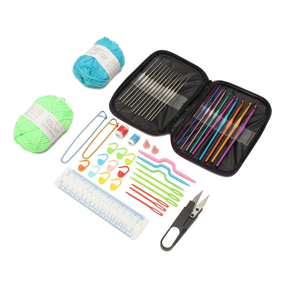 Crochet Hooks Kit 31PCS with Gauge, Steel Hooks & Yarn Needles | Tools Set