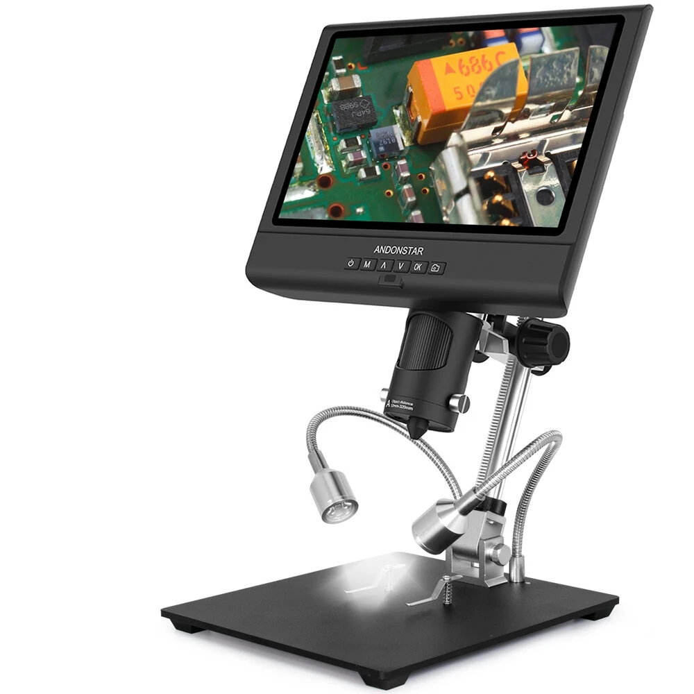 AD209 Digital Microscope - 10 Adjustable LCD Display - 3X-200X Magnification - 1080P for Soldering & Repair
