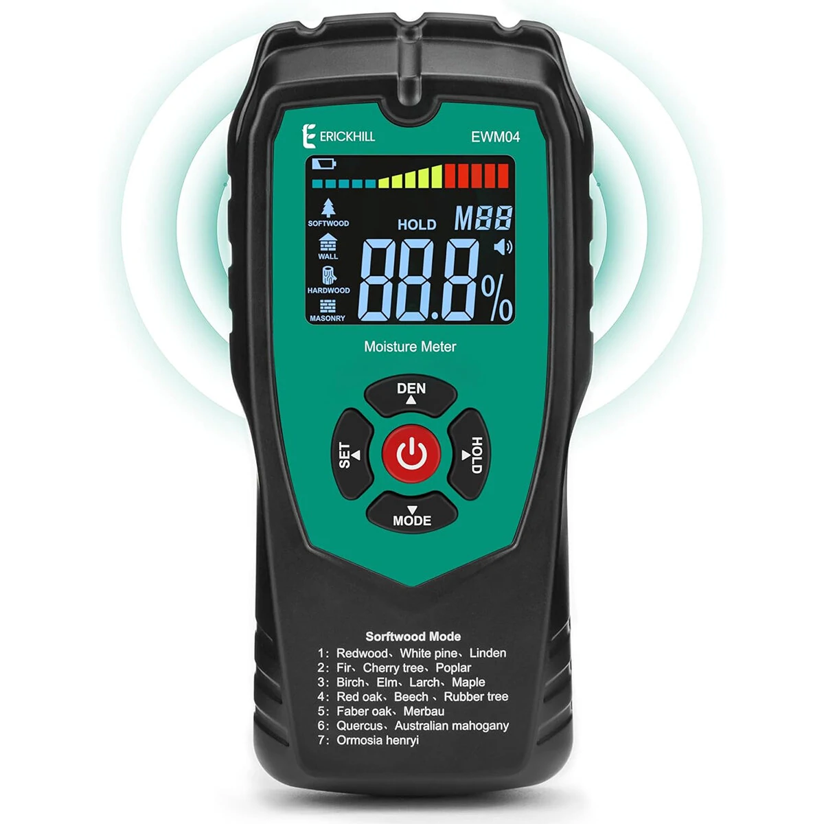 ERICKHILL EWM04 Wood Moisture Meter | 4 Modes for Drywall, Masonry & Hardwood