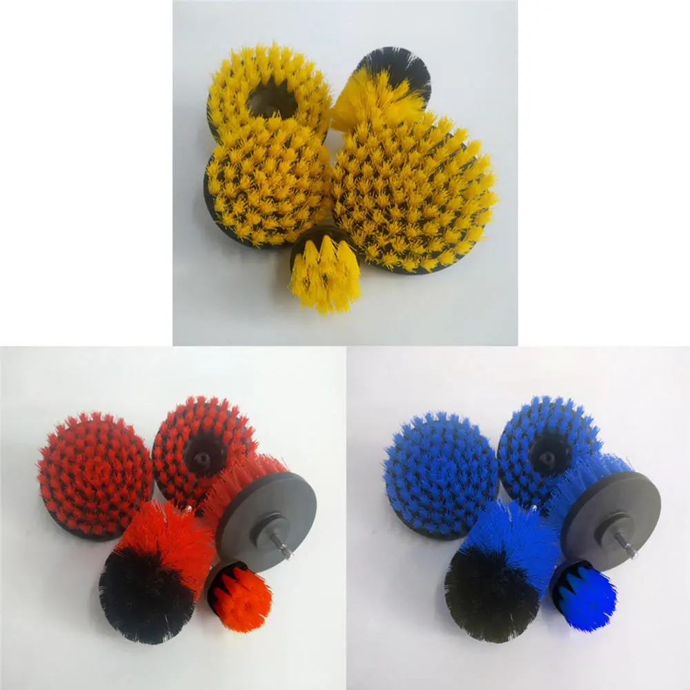 5pcs 2/3.5/4/5 Drill Brush Scrubber Cleaning Brush Yellow Blue Red