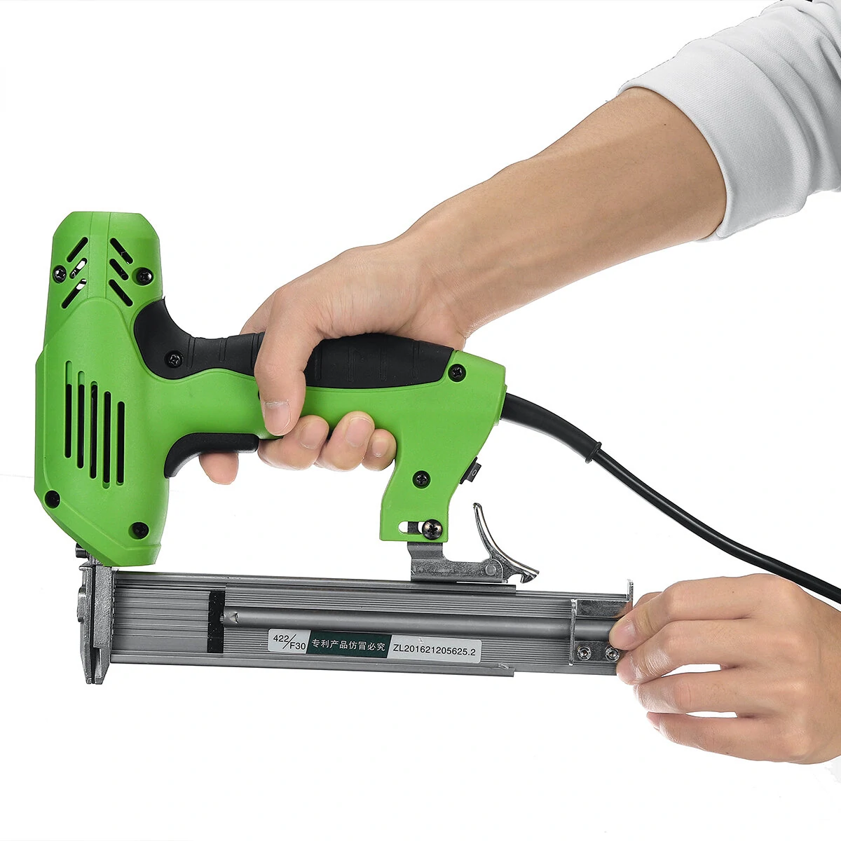 220V Electric Brad Nail & Staple Gun - Dual-Use Woodworking Tool - Green
