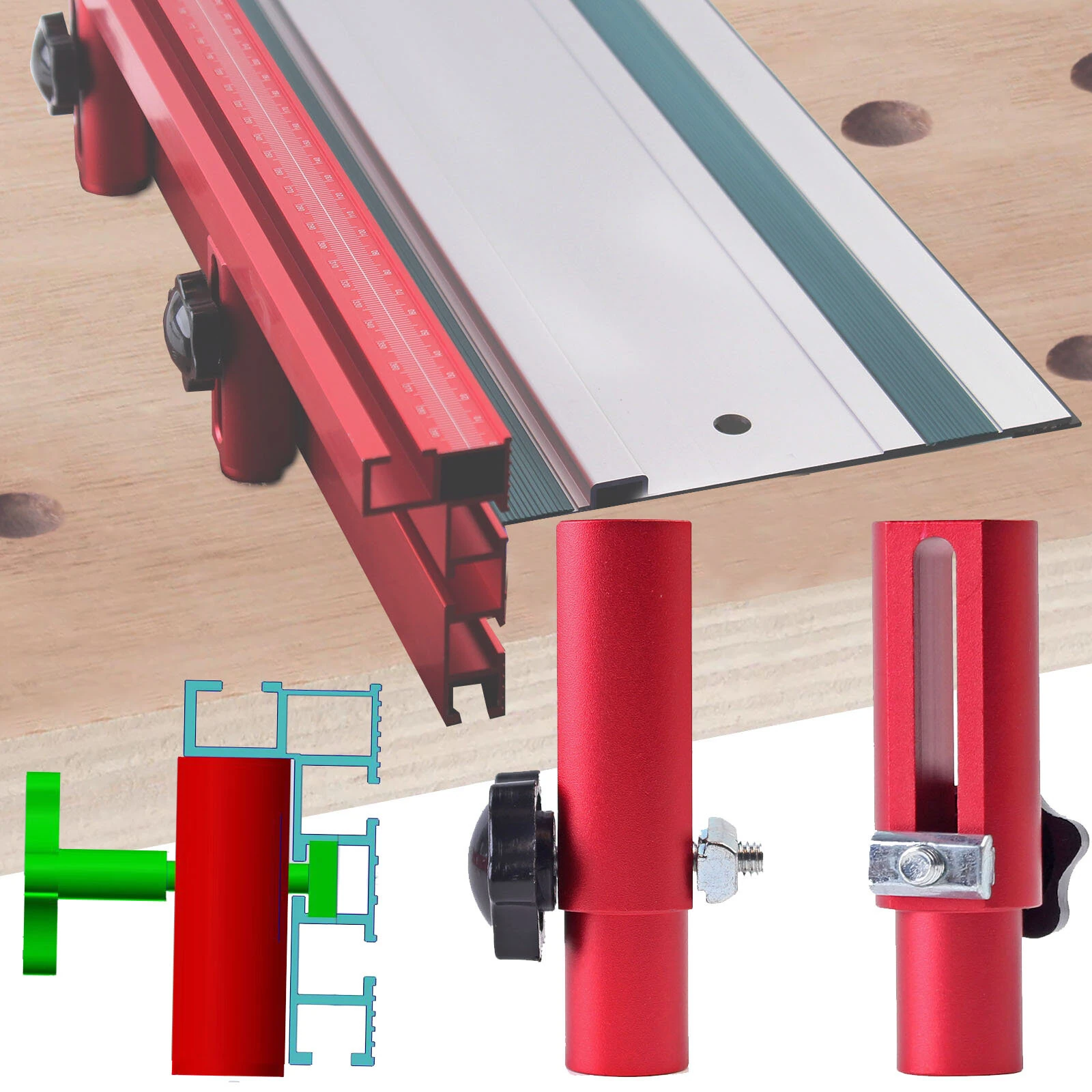 2 Pack T-Track Hold Down Clamp - 19mm/20mm Aluminum Fence Bracket for Woodworking