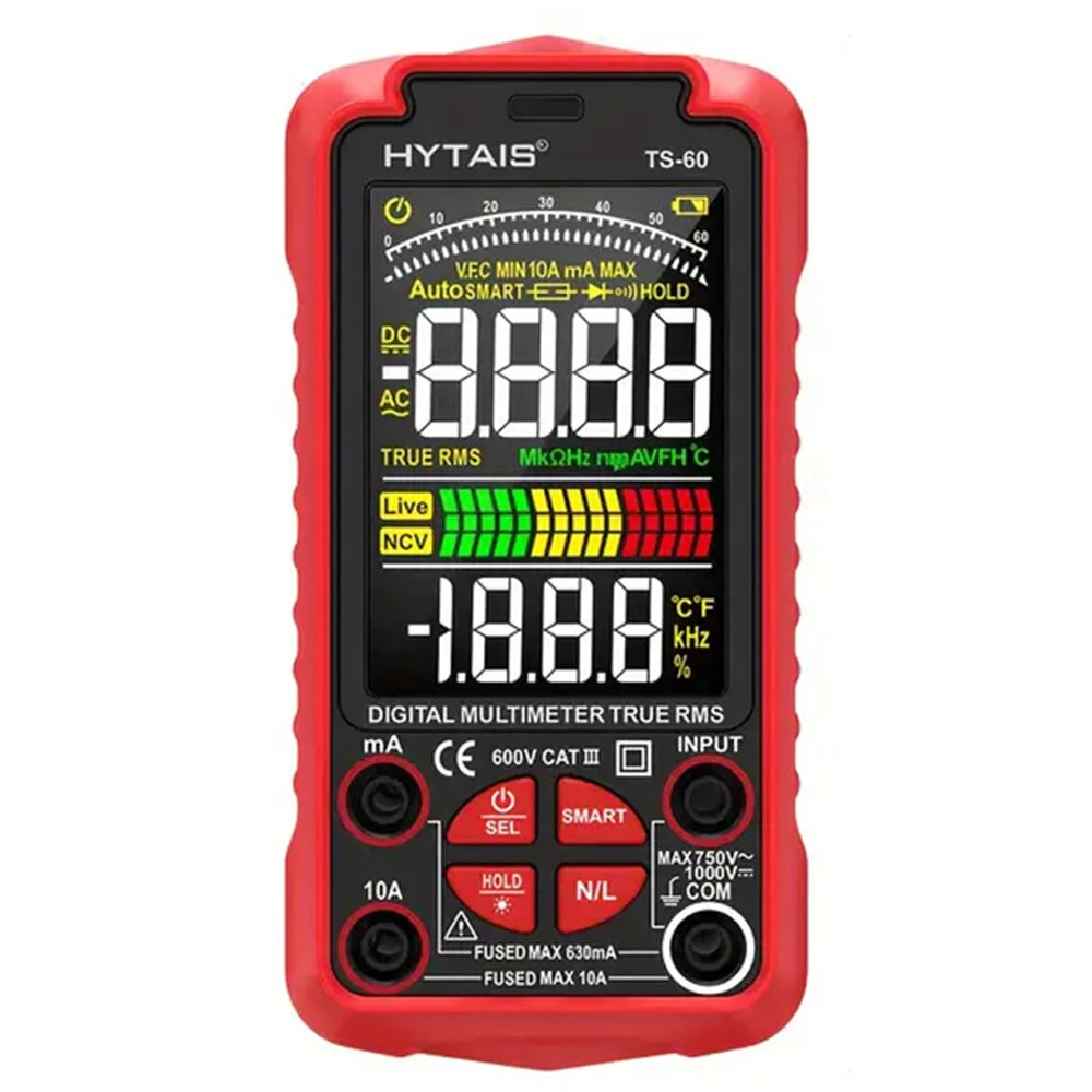 HYTAIS TS-60 Digital Multimeter | 6000 Counts, Rechargeable, Live Wire Detection