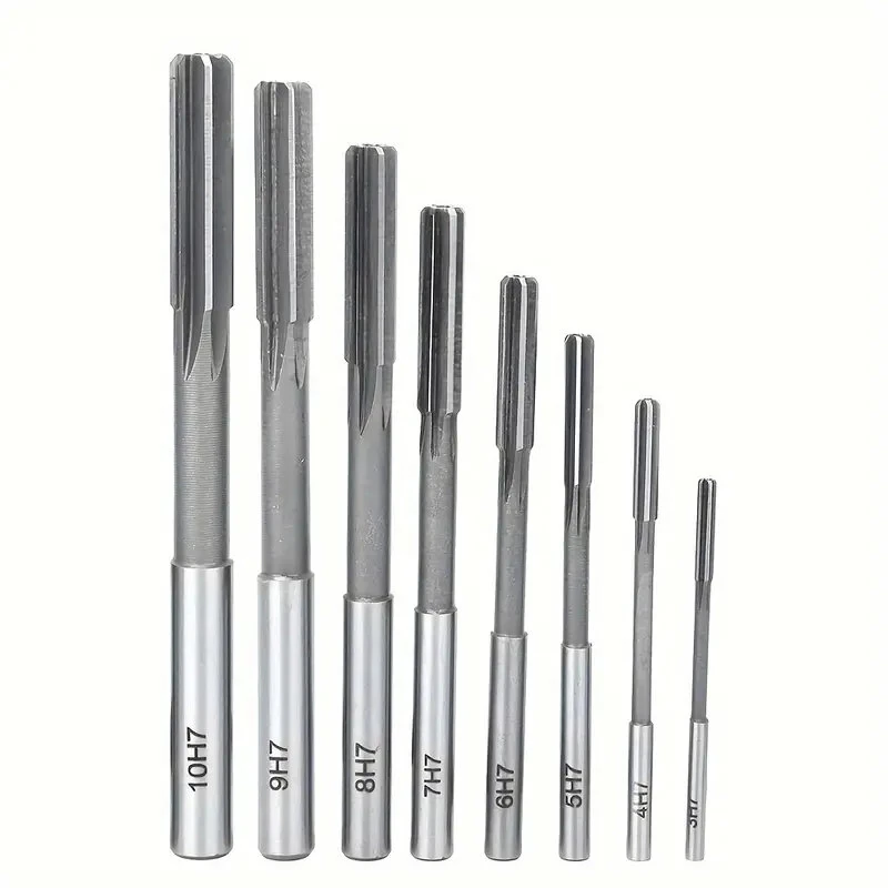 8PCS HSS Chucking Reamer Set | H7 Tolerance 3-10mm | Straight Flute for Lathe