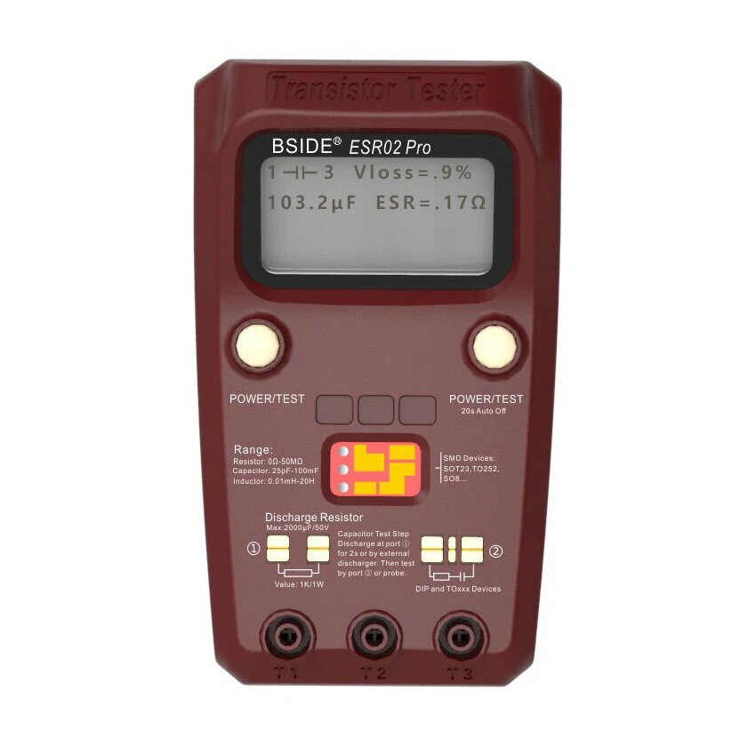 BSIDE ESR02PRO Digital Transistor Tester Diode Capacitance Inductance Meter