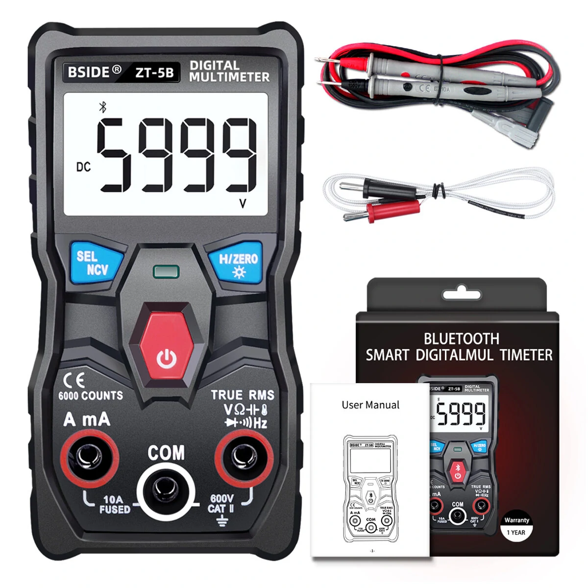 BSIDE ZT-5B Wireless Digital Multimeter - True RMS 6000 Counts Auto-Ranging