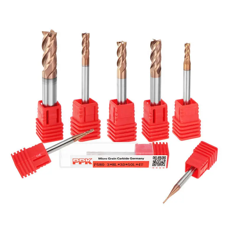 Drillpro 4 Flute Carbide End Mill Cutter 1-8mm | AlTiN Coating CNC Tool