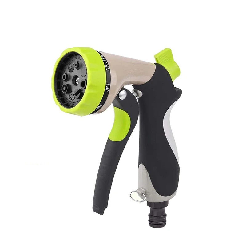 8 Function Garden Hose Spray Nozzle | High Pressure Car Wash & Watering Gun | ABS TPR Zinc Alloy
