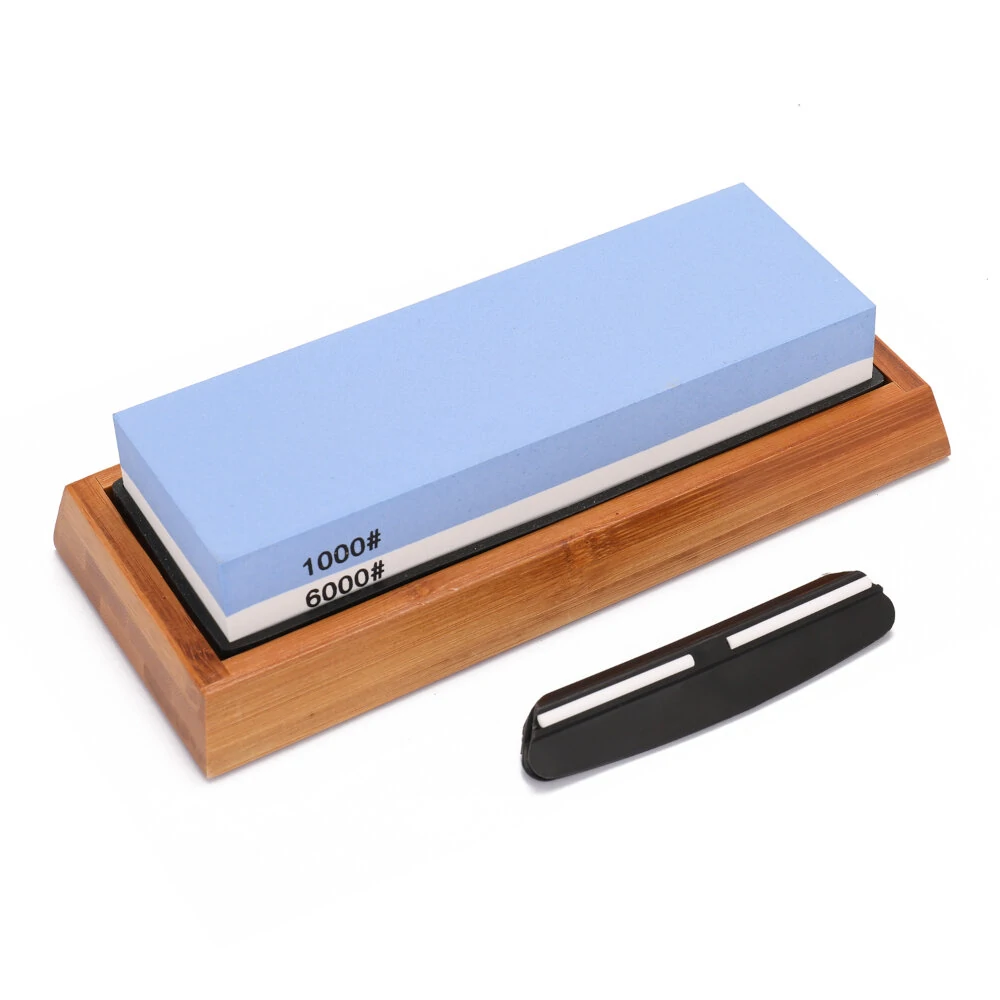 Sharpal 1000/6000 Grit Whetstone - Dual Sided Sharpening Stone with Angle Guide | Water Stone Honing Tool