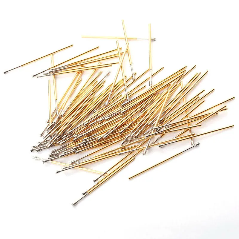 PL75-Q2 Gold Spring Test Probe - 100Pcs | 1.3mm Dia 33.35mm Length | Phosphor Brass Pressure Test Pin