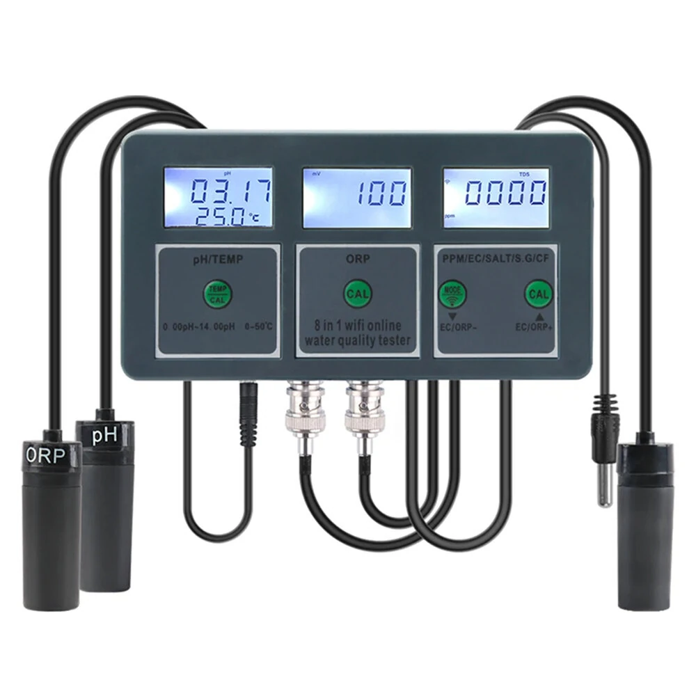 Tuya Smart Water Quality Tester - PH ORP TDS EC Salt Monitor | WiFi Data Logger for Aquarium