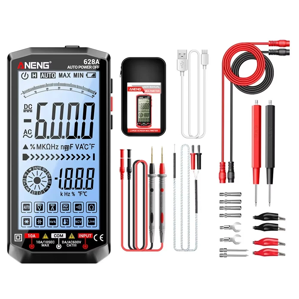 ANENG 628A True RMS Multimeter - 6000 Count Rechargeable Auto-ranging | NCV