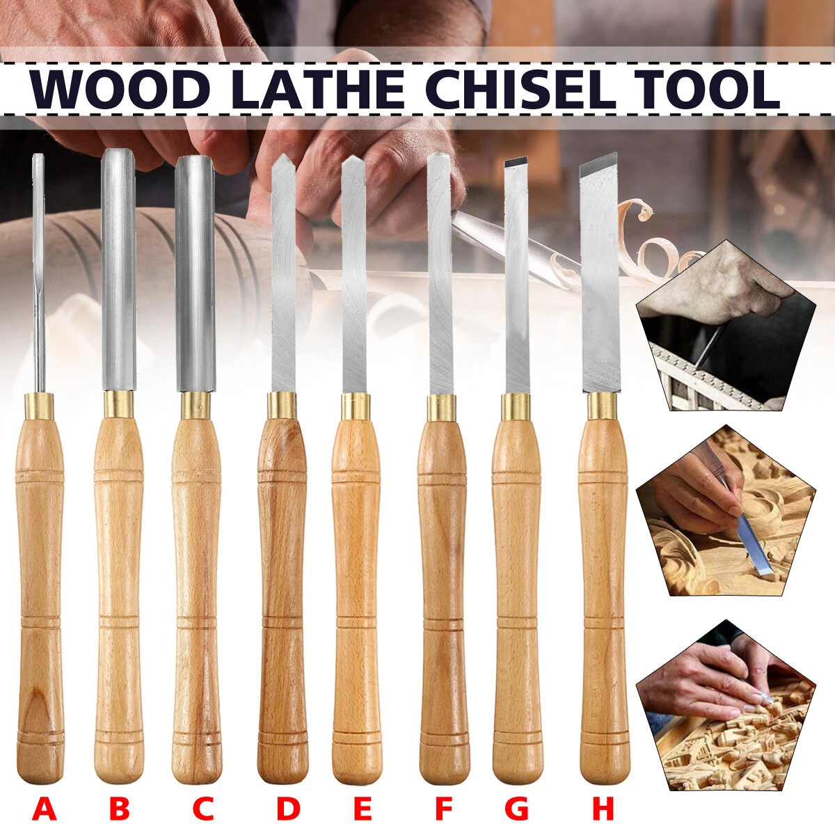 Woodturning Lathe Chisels Set - Wood Carving Hand Tools for Woodworking
