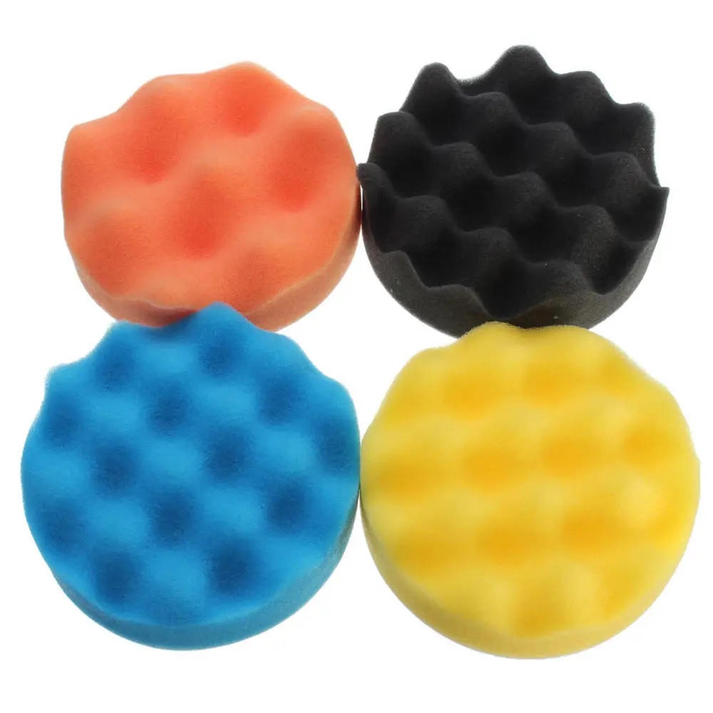 4 Inch Buffing Pads Kit - 4pcs Wave Sponge Polishing Pads for Polisher Buffer