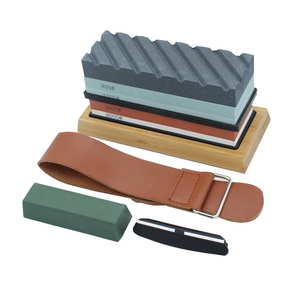 400/1000 & 3000/8000 Grit Whetstone - Double Sided Sharpening Stone for Kitchen Knives